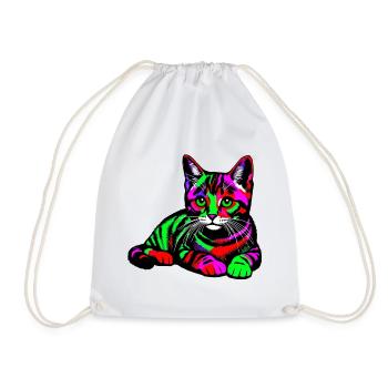 Cat - Drawstring Bag - white - Front
