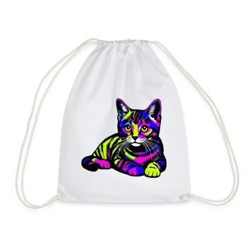 Cat - Drawstring Bag - white - Front