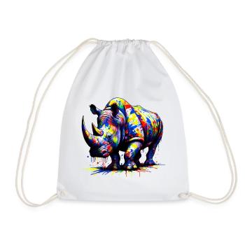Rhinoceros - Drawstring Bag - white - Front