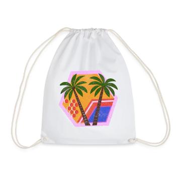 Enchanted Retro Tropical Decor - Drawstring Bag - white - Front