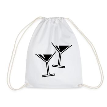 2 Cocktailgläser / Cocktail / Martini – (Black) - Turnbeutel - Weiß - Vorne