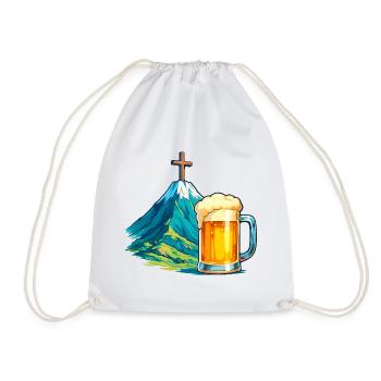 Mountain Cross Beer Festival Illustration - Drawstring Bag - white - Front