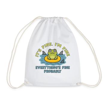 Humorous frog on swollen root - Drawstring Bag - white - Front