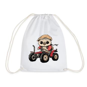 Eule Traktor Farmer - Turnbeutel - Weiß - Vorne