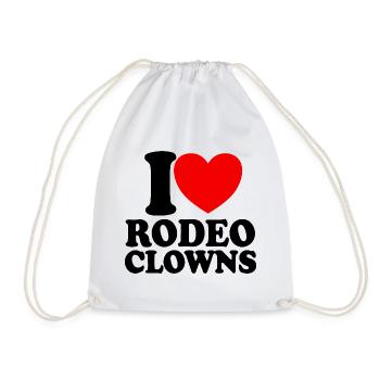 Ich liebe Rodeo-Clowns, Red Heart Rodeo-Clowns - Turnbeutel - Weiß - Vorne