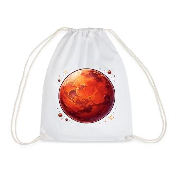 Red Planet Mars Cosmic Illustration - Drawstring Bag - white - Front