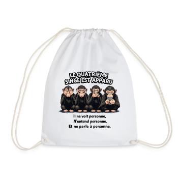 Le 4ème singe – humour smartphone - Sac de sport léger - blanc - Devant