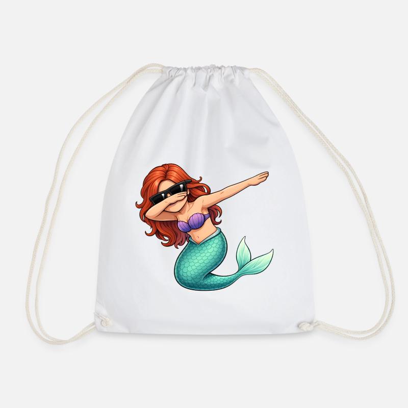 Dabbing Mermaid - Drawstring Bag - white