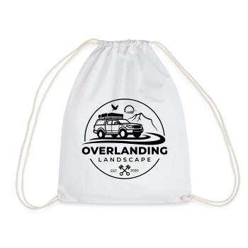 Overlanding Landscape Round Black - Drawstring Bag - white - Front