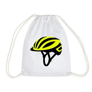 Yellow Bicycle Helmet Graphic - Drawstring Bag - white - Front