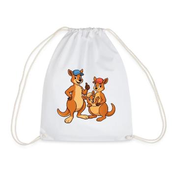 Kangaroo Family Cap Trio - Drawstring Bag - white - Front