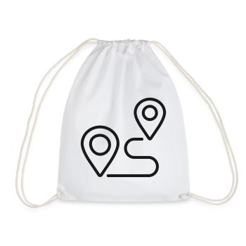 GPS-Routen-Navigationslinien-Symbol - Turnbeutel - Weiß - Vorne