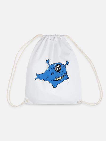 Blaues Monster Fisch Alien - Turnbeutel - Weiß