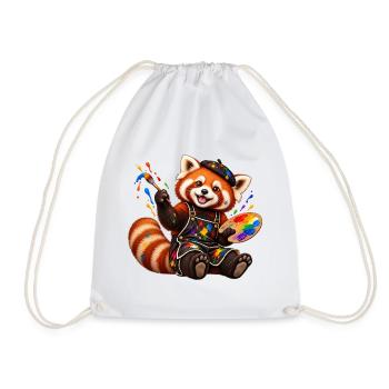 Red Panda Künstler mit Farbpalette - Turnbeutel - Weiß - Vorne