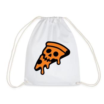 Pizza Totenkopf Halloween Grafik - Turnbeutel - Weiß - Vorne