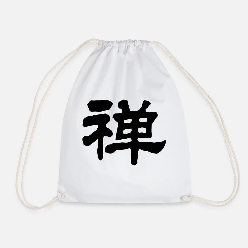 Chinese words: Zen - Drawstring Bag - white