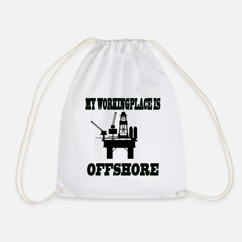 MY WORKINGPLACE IS OFFSHORE - Drawstring Bag - white