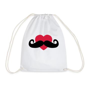 heart moustache / love moustache - Turnbeutel - Weiß - Vorne
