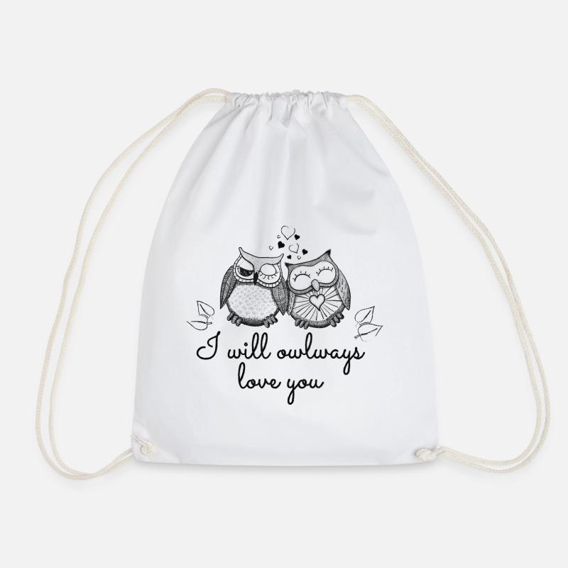 i will owlways love you owls - Drawstring Bag - white