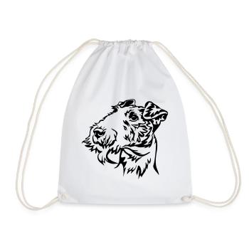 Fox terrier head - Drawstring Bag - white - Front