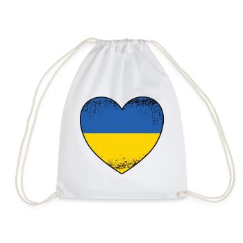 Ukraine Herz - Turnbeutel - Weiß - Vorne