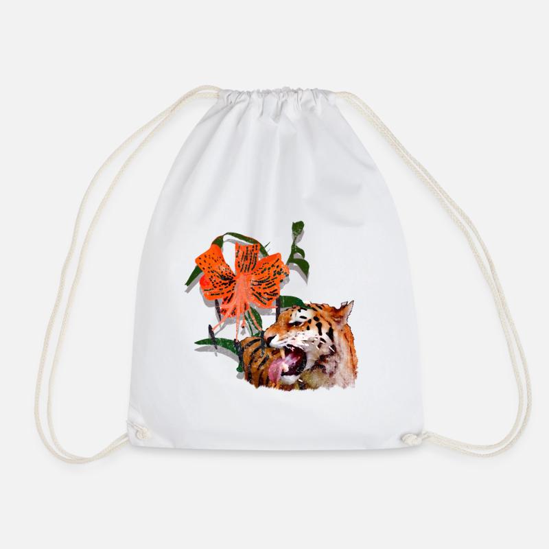 Tiger Lily - Drawstring Bag - white