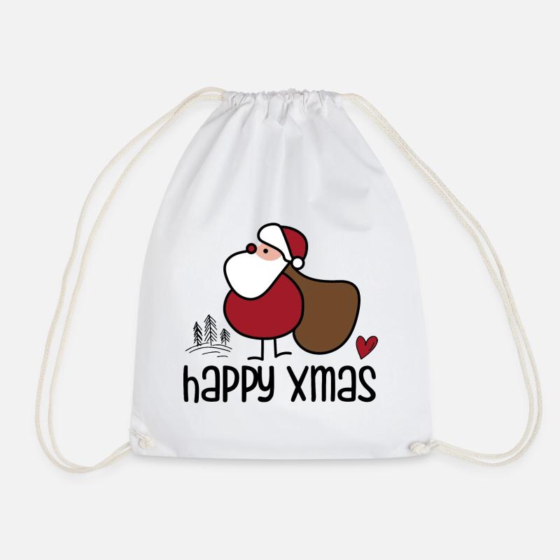 Schlichter Weihnachts-Santa mit Sack - Turnbeutel - Weiß