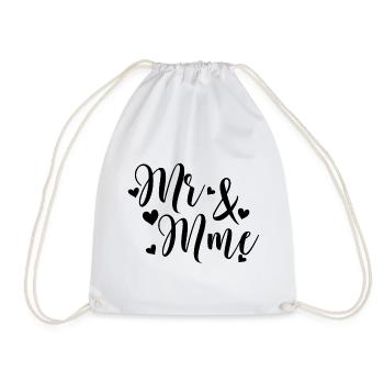 Mr And Mrs to personalize with Last Name - Drawstring Bag - white - Front