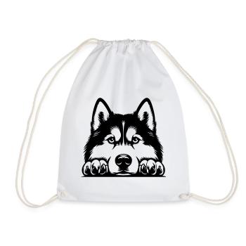 Husky head with paws - Drawstring Bag - white - Front