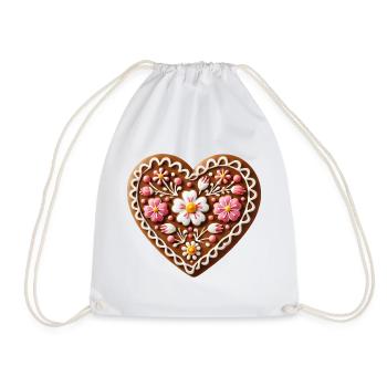 Gingerbread Heart: Sweet Tradition and Love Combined - Drawstring Bag - white - Front