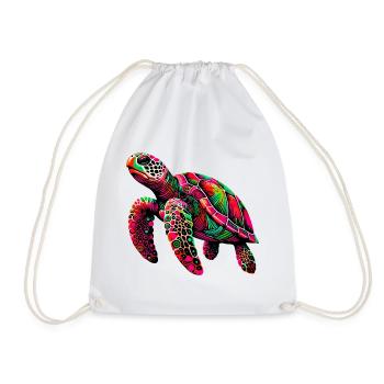 Turtle - Drawstring Bag - white - Front