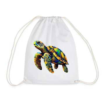 Turtle - Drawstring Bag - white - Front