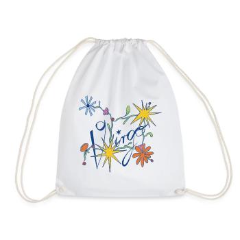 Virgo – Playful Zodiac Illustration - Drawstring Bag - white - Front