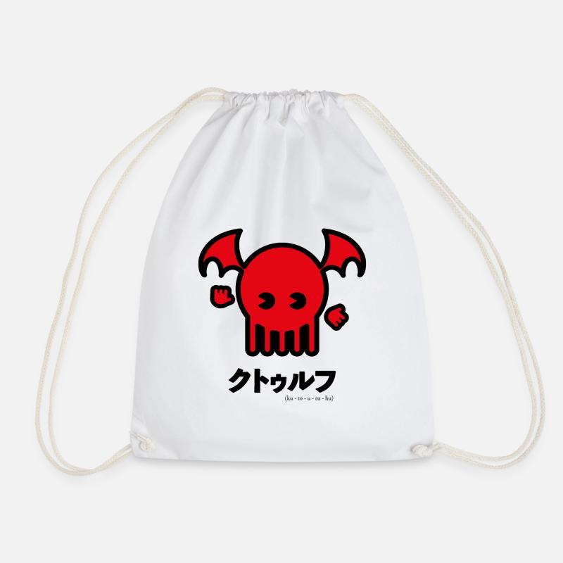 Kawaii Japanese Cthulhu - Drawstring Bag - white