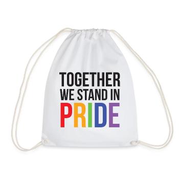 LGBTQ Pride Month - Together We Stand in Pride - Drawstring Bag - white - Front
