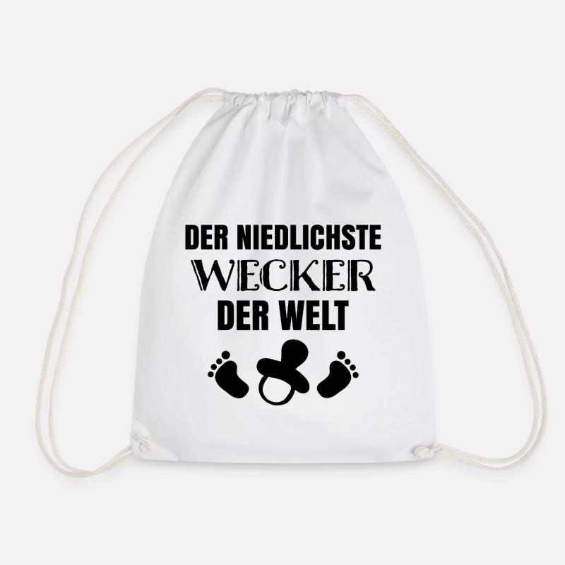 The cutest alarm clock - Drawstring Bag - white