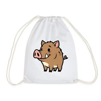 Süßes Wildschwein Comic Glücksbringer - Turnbeutel - Weiß - Vorne