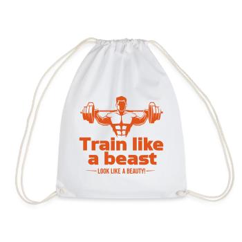 Entraînez-vous comme une bête - ressemblez à une beauté - Sac de sport léger - blanc - Devant