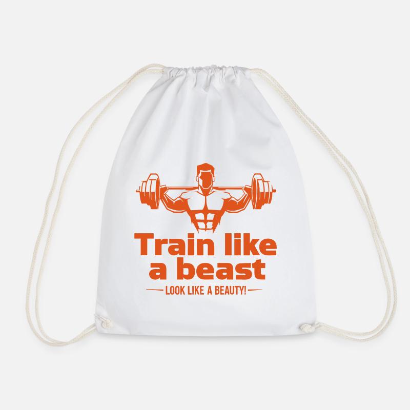 Train like a beast - look like a beauty - Drawstring Bag - white