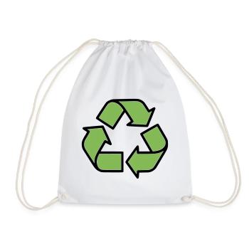 Recycling Sign Outline - Drawstring Bag - white - Front