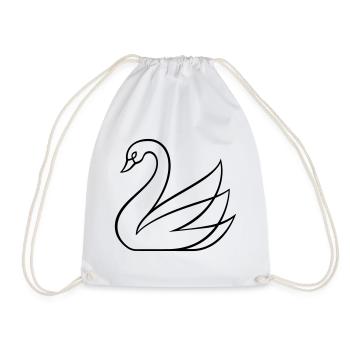 Minimal Swan Design Elegant Aesthetic Line Art - Drawstring Bag - white - Front