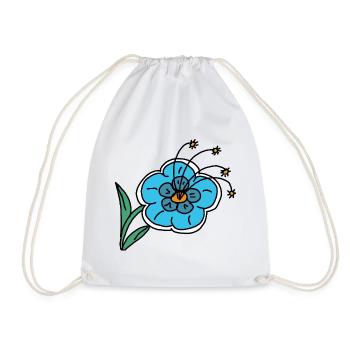 Handgezeichnete blaue Blume Kinder Kind - Turnbeutel - Weiß - Vorne