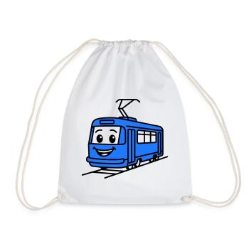 Straßenbahn-Cartoon - Turnbeutel - Weiß - Vorne