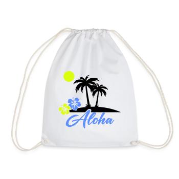 Écriture néon Hibiscus Aloha - Sac de sport léger - blanc - Devant