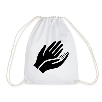 Open Hands Gesture - Drawstring Bag - white - Front