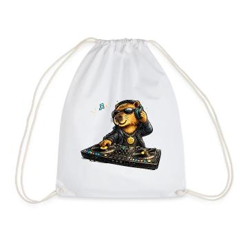 Sweet capybara as a DJ in comic style - Drawstring Bag - white - Front