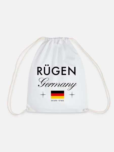 Rügen Deutschland Koordinaten Reise Souvenir - Turnbeutel - Weiß
