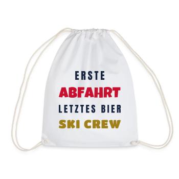 Erste Abfahrt letztes Bier Ski Crew Winter - Turnbeutel - Weiß - Vorne