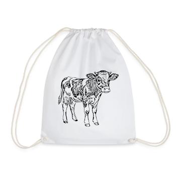 Kuh Kalb Geschenk Bauern Landwirte  - Turnbeutel - Weiß - Vorne
