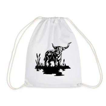 Schwarzes schottisches Highlander-Design - Turnbeutel - Weiß - Vorne